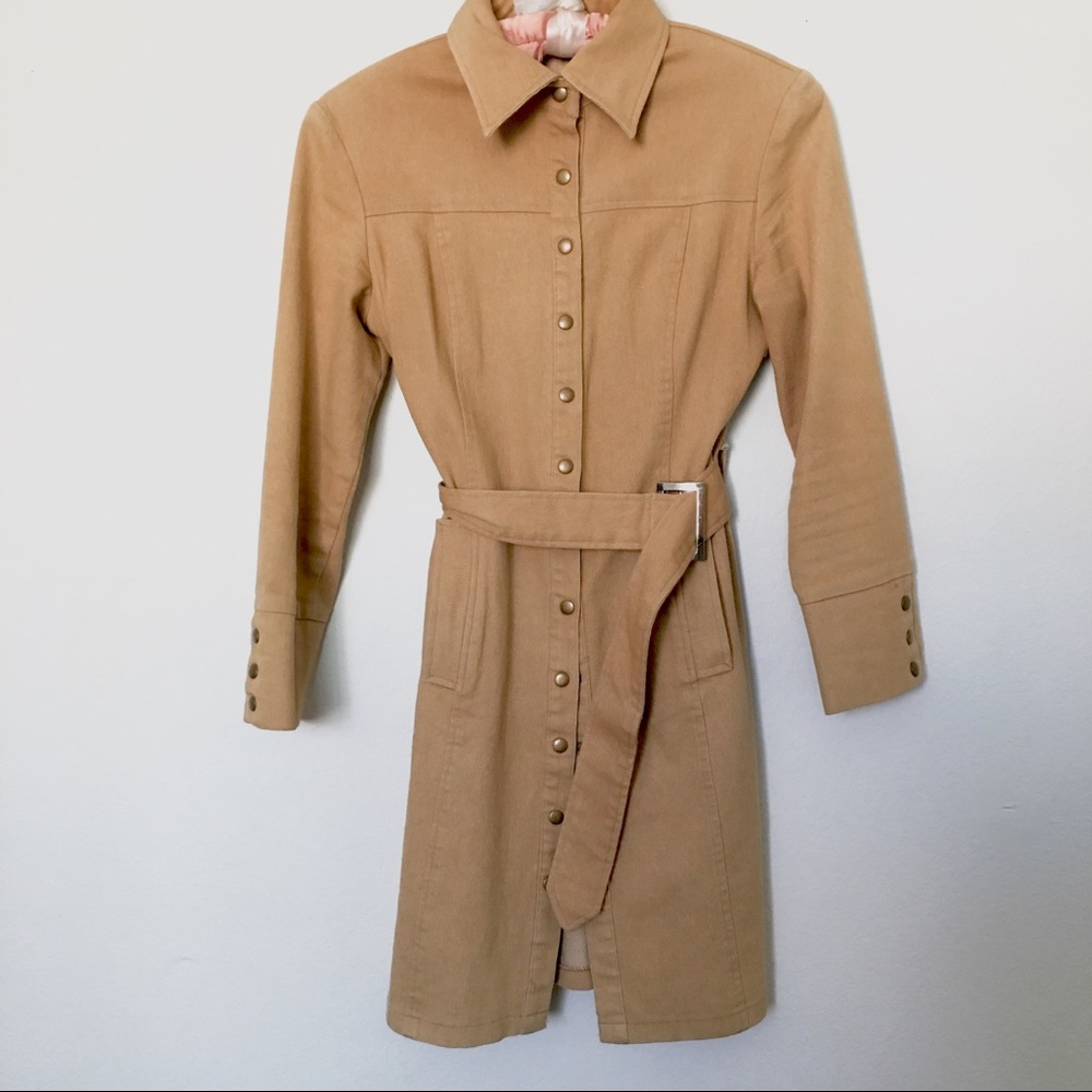 Vintage 1960s Mod Button Up Belted Trench Coat